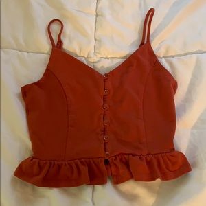 red button up crop top
